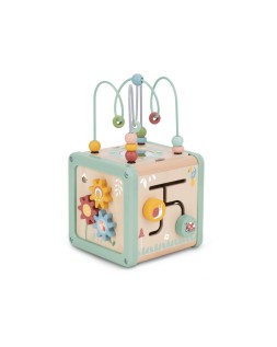 Juego infantil imaginovo madera cubo de actividades +18 meses 15,5x15,5x28cm
