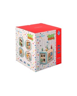 Juego infantil imaginovo madera cubo de actividades +18 meses 15,5x15,5x28cm