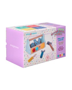 Juego infantil imaginovo madera maletin de herramientas +3 años 18 piezas 21,4x13,2x11cm