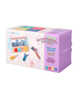 Juego infantil imaginovo madera maletin de herramientas +3 años 18 piezas 21,4x13,2x11cm