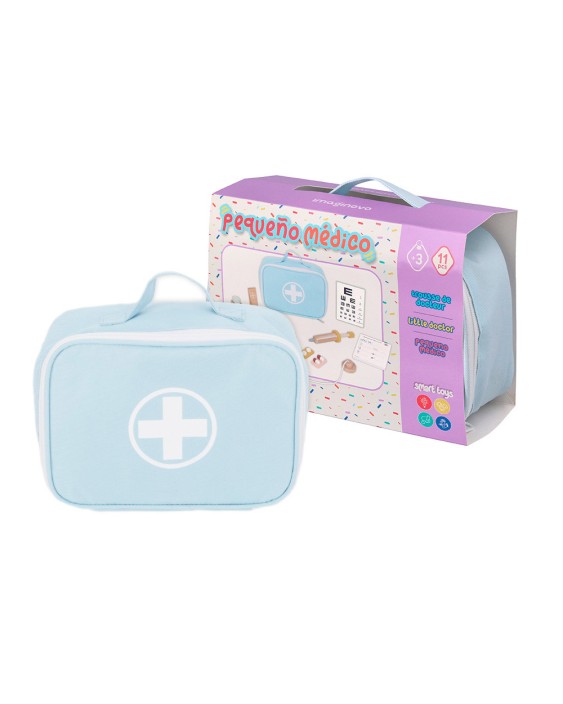 Juego infantil imaginovo madera maletin de medico +3 años 11 piezas 24,5x18x10cm