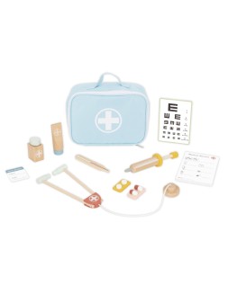 Juego infantil imaginovo madera maletin de medico +3 años 11 piezas 24,5x18x10cm