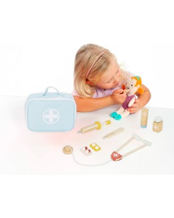 Juego infantil imaginovo madera maletin de medico +3 años 11 piezas 24,5x18x10cm