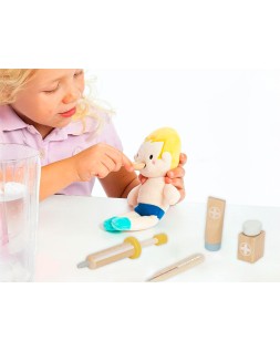 Juego infantil imaginovo madera maletin de medico +3 años 11 piezas 24,5x18x10cm
