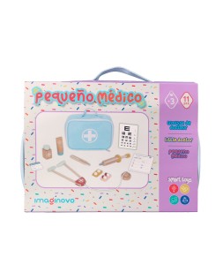 Juego infantil imaginovo madera maletin de medico +3 años 11 piezas 24,5x18x10cm