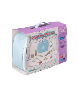 Juego infantil imaginovo madera maletin de medico +3 años 11 piezas 24,5x18x10cm