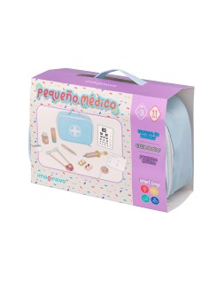 Juego infantil imaginovo madera maletin de medico +3 años 11 piezas 24,5x18x10cm