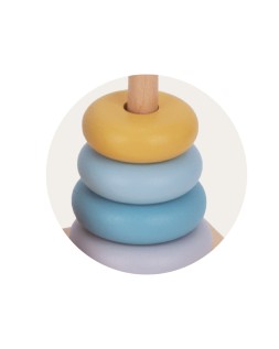 Juego infantil imaginovo madera torre de formas apilables +18 meses 17 piezas 28x20x9cm