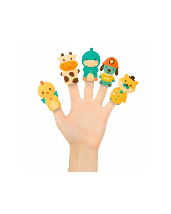 Marionetas de dedos imaginovo tiny tales pvc animales fantasia blister de 5 unidades surtidas