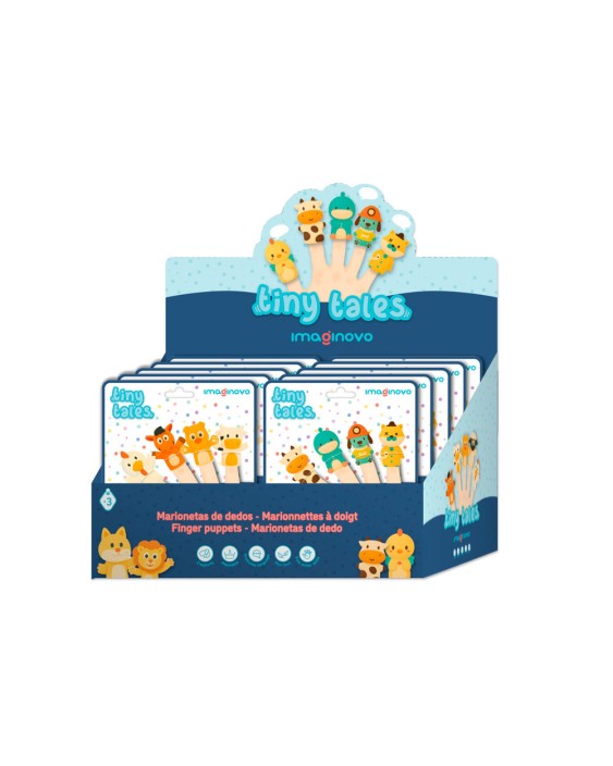 Marionetas de dedos imaginovo tiny tales pvc expositor de carton sobremesa 10 unidades surtidas 360x235x320 mm