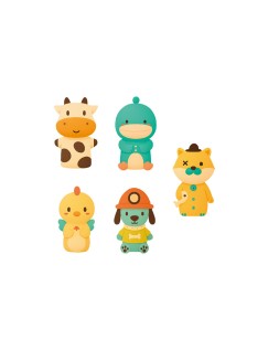 Marionetas de dedos imaginovo tiny tales pvc expositor de carton sobremesa 10 unidades surtidas 360x235x320 mm