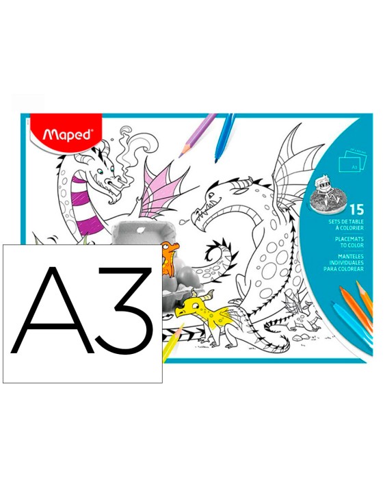 Mantel para colorear maped individual din a3 pack de 15 unidades surtidas