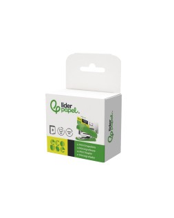 Grapadora liderpapel ecouse mini capacidad 12 hojas 100% plastico reciclado con caja de 1000 grapas 26/6