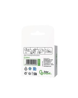 Grapadora liderpapel ecouse mini capacidad 12 hojas 100% plastico reciclado con caja de 1000 grapas 26/6