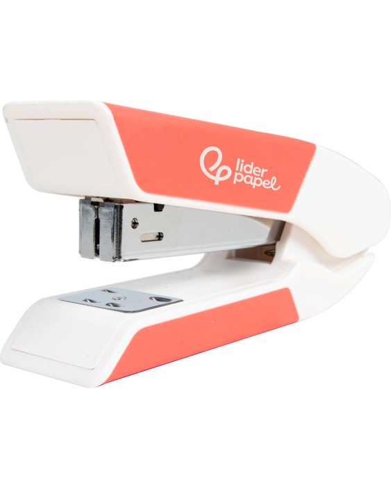 Grapadora liderpapel con regalo de extraegrapas y caja de 1000 grapas 26/6 capacidad 20h color coral