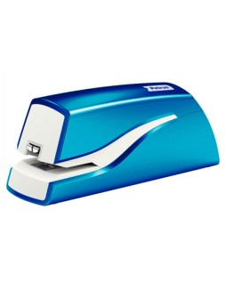 Grapadora petrus electrica e-310 wow azul metalizado capacidad 12 hojas usa grapa nº 10
