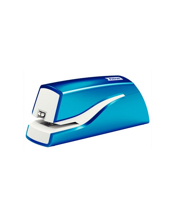 Grapadora petrus electrica e-310 wow azul metalizado capacidad 12 hojas usa grapa nº 10
