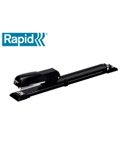 Grapadora rapid e15 metalica brazo largo capacidad 20 hojas usa grapas 24/6 y 26/26 color negro