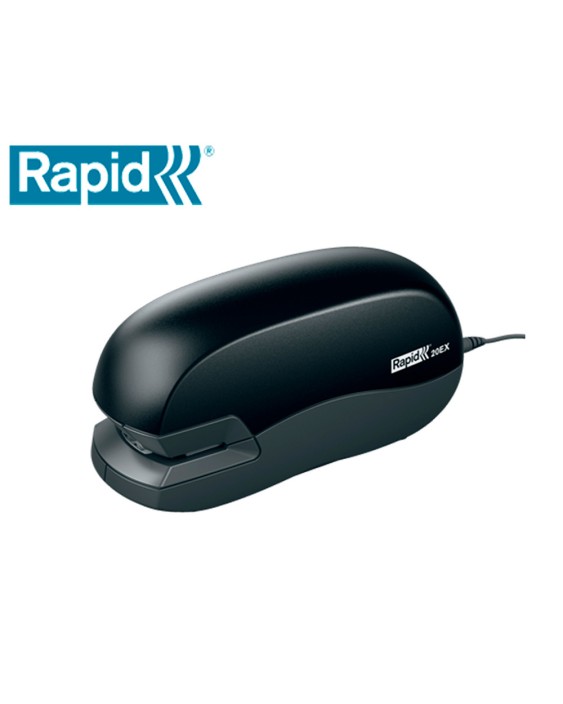 Grapadora rapid electrica 20ex fixativ capacidad de grapado 20 hojas usa grapas 24/6 y 26/6 color negro