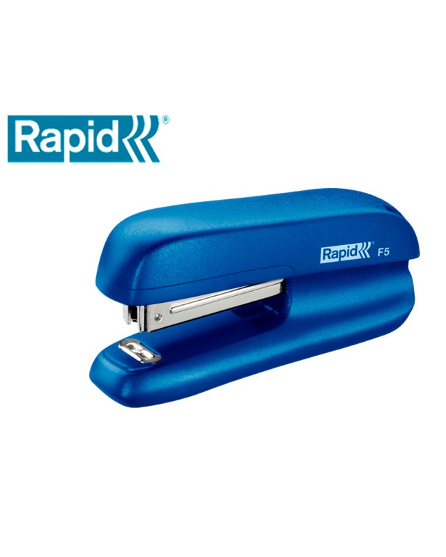 Grapadora rapid f5 mini plastico capacidad de grapado 10 hojas usa grapas nº 10 color azul
