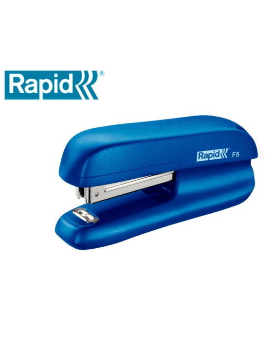 Grapadora rapid f5 mini plastico capacidad de grapado 10 hojas usa grapas nº 10 color azul