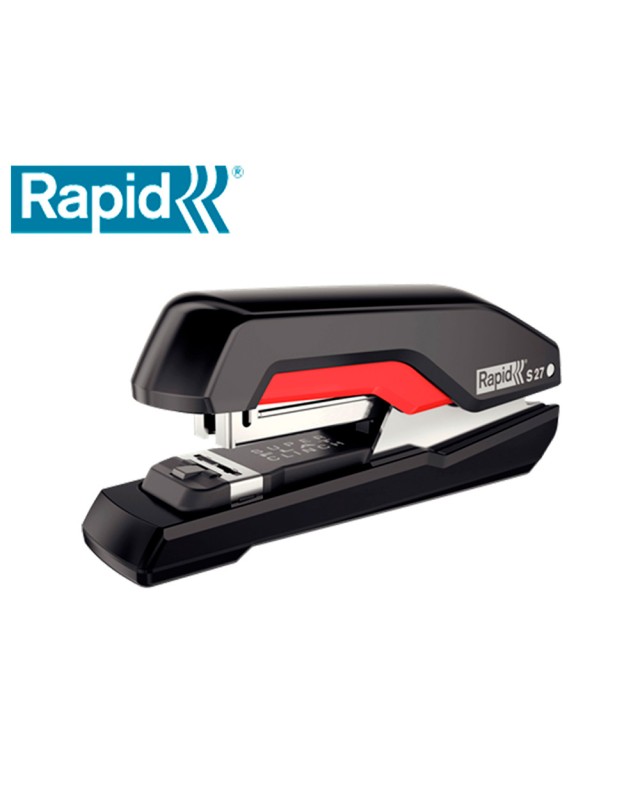 Grapadora rapid s27 fullstrip plastico capacidad de grapado 30 hojas usa grapas 24/6 y 26/6 color negro/rojo