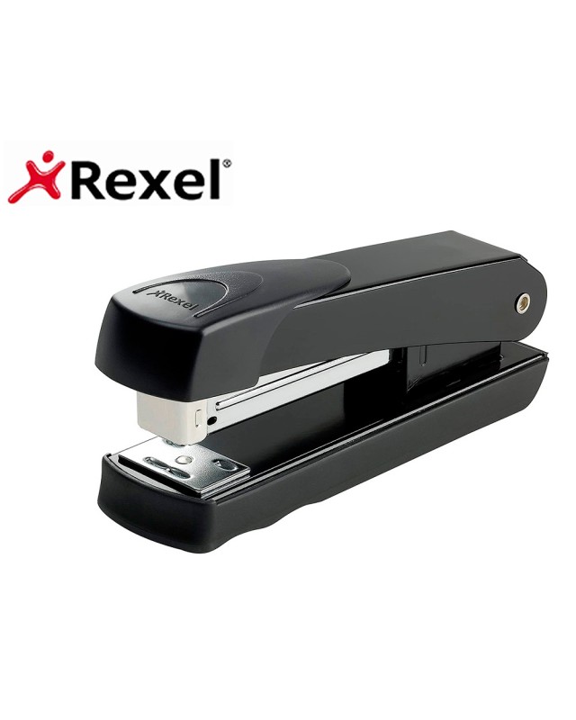 Grapadora rexel meteor metalica capacidad de grapado 20 hojas usa grapas 24/6 y 26/6 color negro
