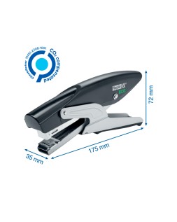 Grapadora rapid de tenaza eco plastico reciclado 100% capacidad de grapado 20 hojas usa grapas 24/6 y 26/6 color