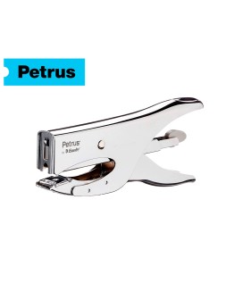 Grapadora petrus de tenaza 222 metalica cromada capacidad de grapado 40 hojas usa grapas 22/6-8 y 24/6-8