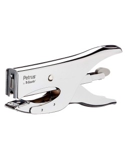 Grapadora petrus de tenaza 222 metalica cromada capacidad de grapado 40 hojas usa grapas 22/6-8 y 24/6-8