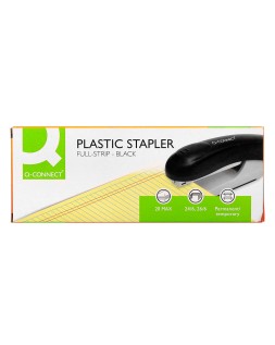 Grapadora q-connect kf14207 plastico abs negra capacidad 20 hojas medidas 177x43x67mm