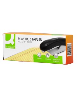 Grapadora q-connect kf14207 plastico abs negra capacidad 20 hojas medidas 177x43x67mm