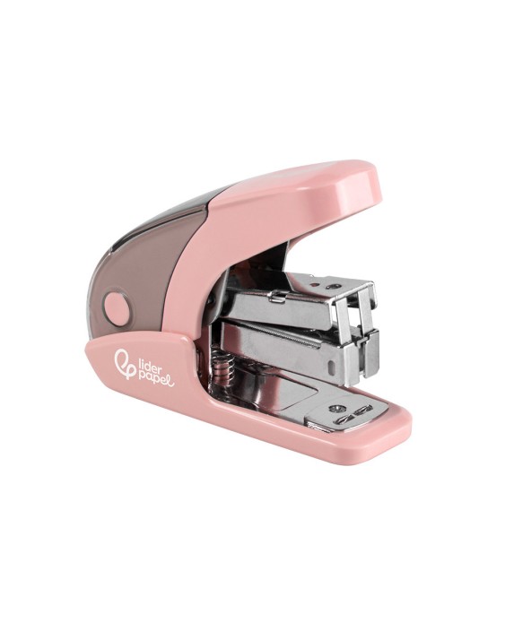 Grapadora liderpapel micro con regalo de caja de 1000 grapas 24/6 26/6 capacidad 20 hojas rosa