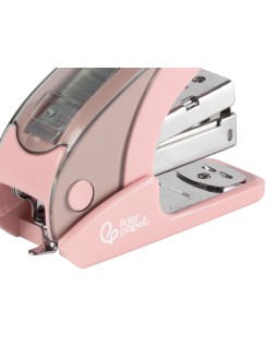 Grapadora liderpapel micro con regalo de caja de 1000 grapas 24/6 26/6 capacidad 20 hojas rosa