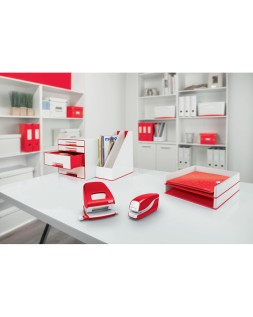 Grapadora petrus electrica e-310 contactless rojo metalizado capacidad 12 hojas usa grapas nº 10