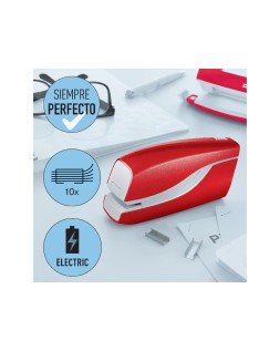 Grapadora petrus electrica e-310 contactless rojo metalizado capacidad 12 hojas usa grapas nº 10