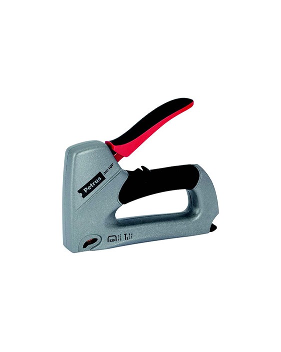 Grapadora petrus clavadora 340 top bricolaje cuerpo de aluminio ajuste de potencia utiliza grapas nº530 y clavos nº8