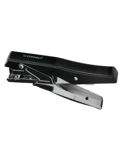 Grapadora q-connect de tenaza metalizada y negra kf14867 tacto suave capacidad 25 hojas usa grapas 24/6 y 26/6