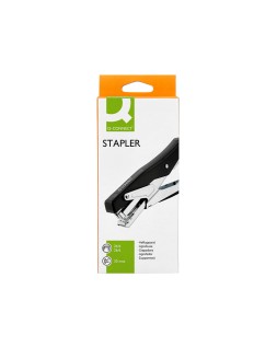 Grapadora q-connect de tenaza metalizada y negra kf14867 tacto suave capacidad 25 hojas usa grapas 24/6 y 26/6