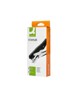 Grapadora q-connect de tenaza metalizada y negra kf14867 tacto suave capacidad 25 hojas usa grapas 24/6 y 26/6
