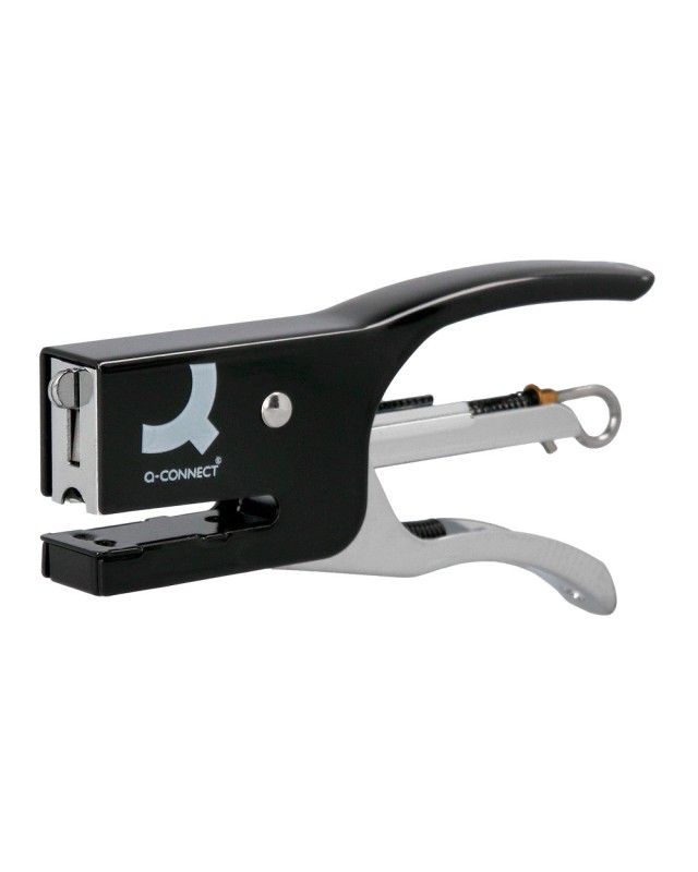 Grapadora q-connect de tenaza kf22340 metalica color negro capacidad 12 hojas usa grapas numero 10