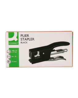 Grapadora q-connect de tenaza kf22340 metalica color negro capacidad 12 hojas usa grapas numero 10