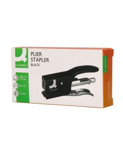Grapadora q-connect de tenaza kf22340 metalica color negro capacidad 12 hojas usa grapas numero 10