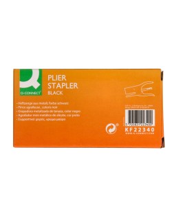 Grapadora q-connect de tenaza kf22340 metalica color negro capacidad 12 hojas usa grapas numero 10