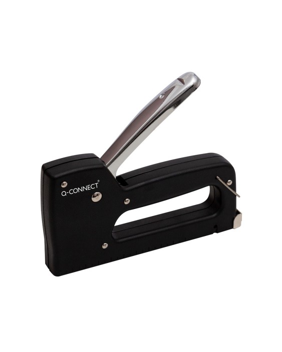Grapadora q-connect clavadora manual ligera con cuerpo de plastico resistente color negro usa grapas 23/6-8