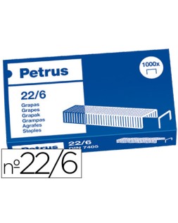Grapas petrus nº 22/6 cobreadas caja de 1000 unidades
