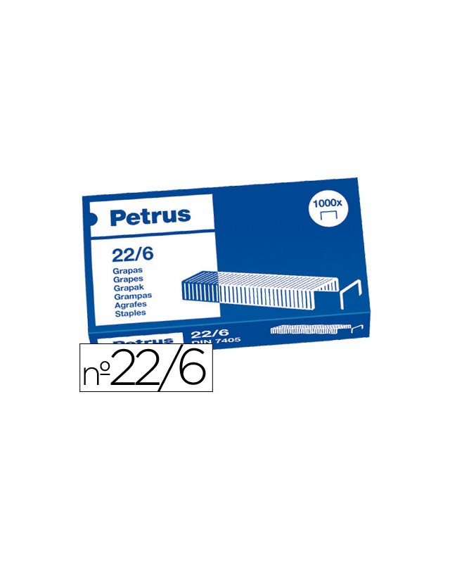 Grapas petrus nº 22/6 cobreadas caja de 1000 unidades