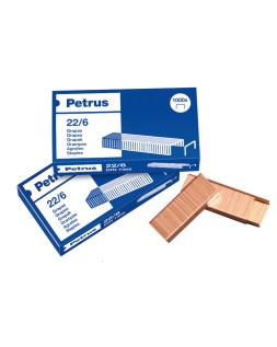 Grapas petrus nº 22/6 cobreadas caja de 1000 unidades