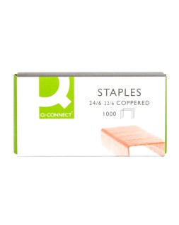 Grapas q-connect nº 22/6 24/6 cobreadas caja de 1000 unidades