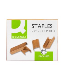Grapas q-connect nº 23/6 cobreadas caja de 1000 unidades